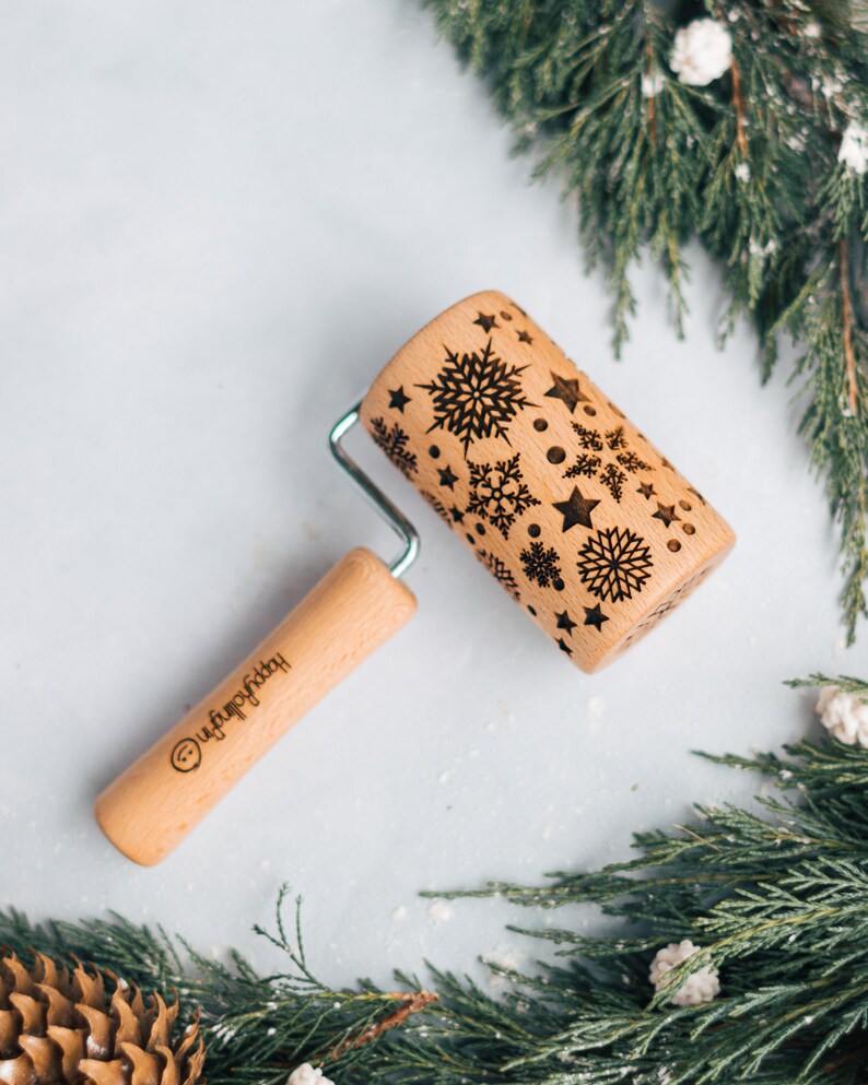 Winter Forest Rolling Pin Embossed Rolling Pin Cookie Stamp Etsy