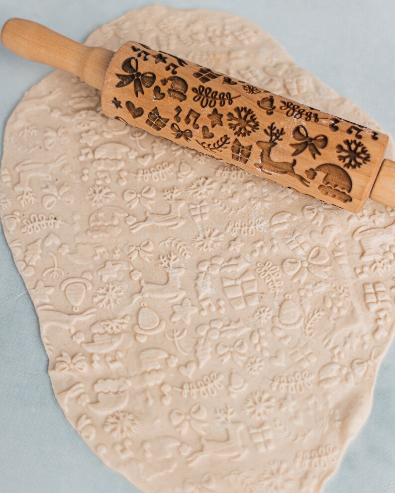 Winter Forest Rolling Pin Embossed Rolling Pin Cookie Stamp Etsy