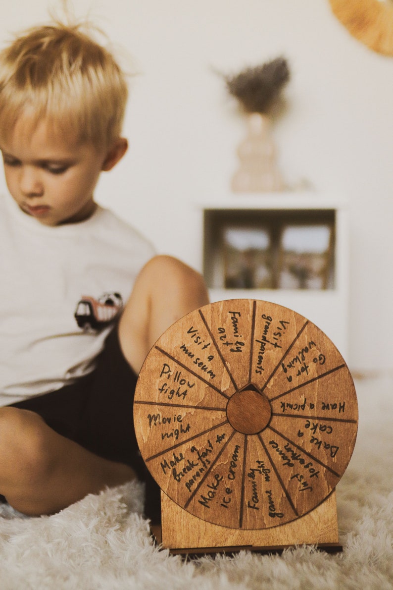 Baby shower fun, Family game night, Personalized spin the wheel game, Wooden dry erase wheel for baby shower, Easter gift, Mothers day gift image 4