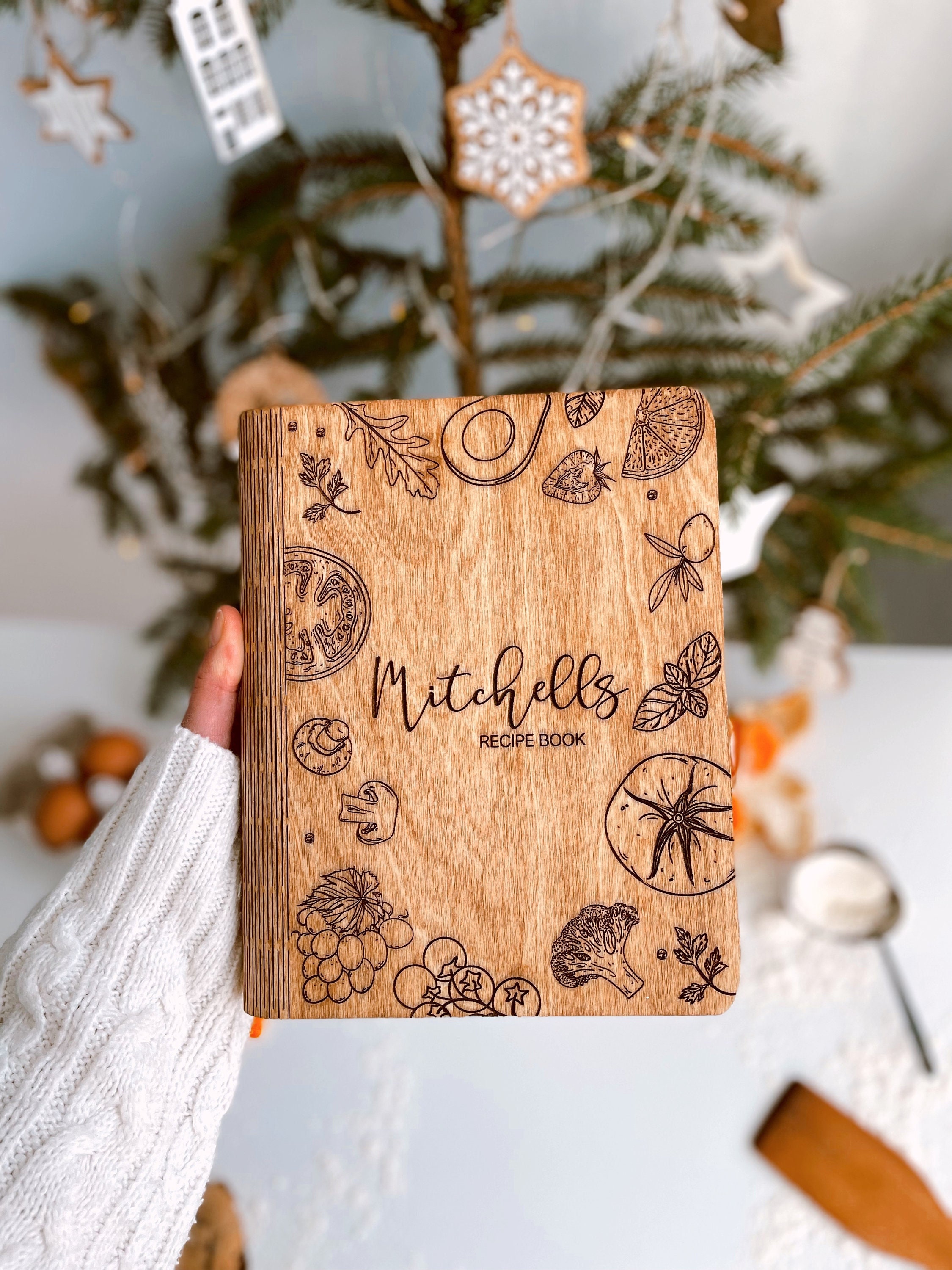 Wooden Journal Custom Recipe Book Blank Recipe Book Mom Christmas Gift From  Daughter Grandparent Mothers Gift Cookbook Holder Binder 