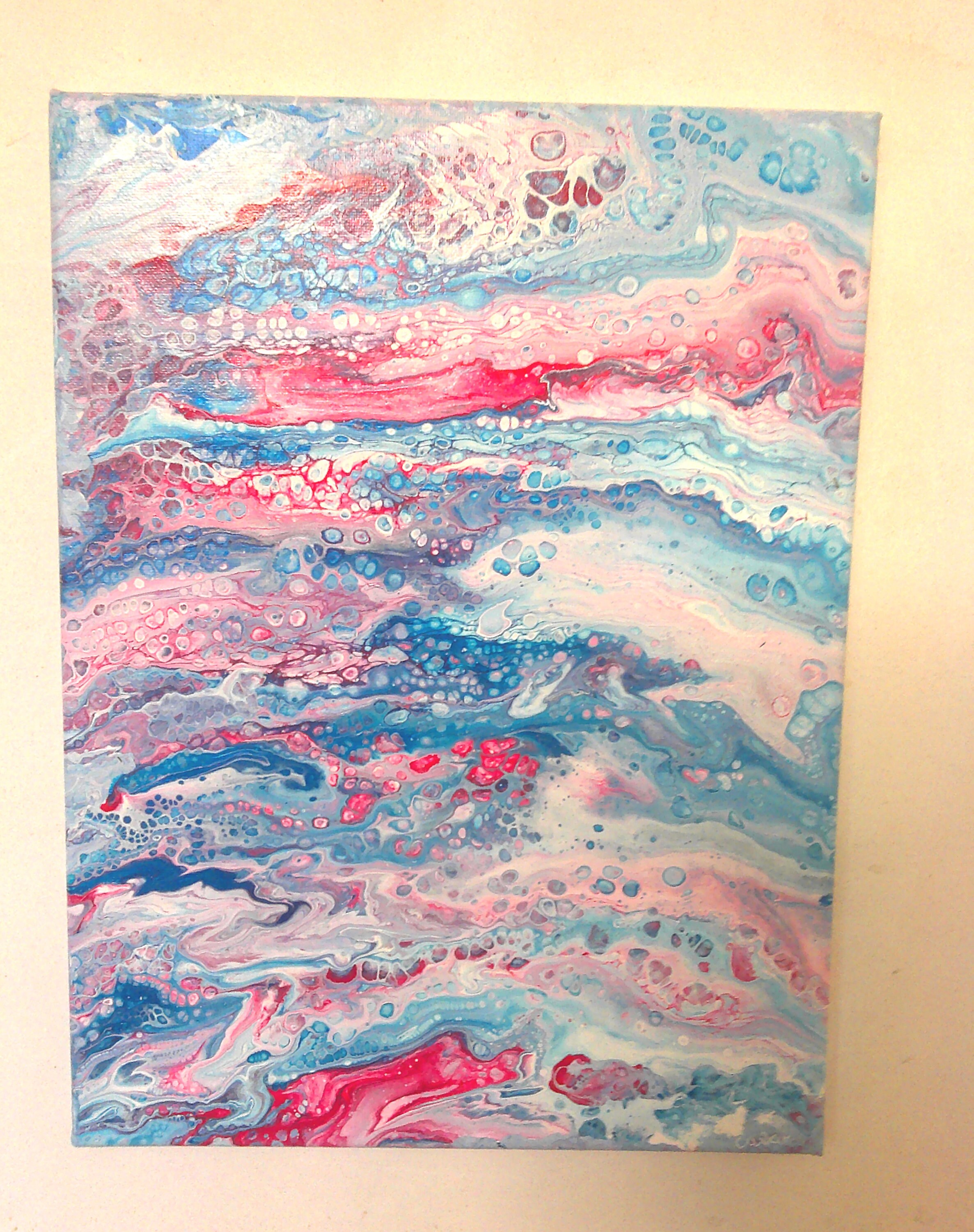 Tableau Abstrait Fluid Art, Acrylique A L'orée de L'aurore Heureuse