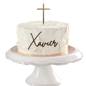 Acrylic Cross & Name Cake Topper | Communionr | Baptism | Christening | Confirmation | Birthday | Fropper Topper