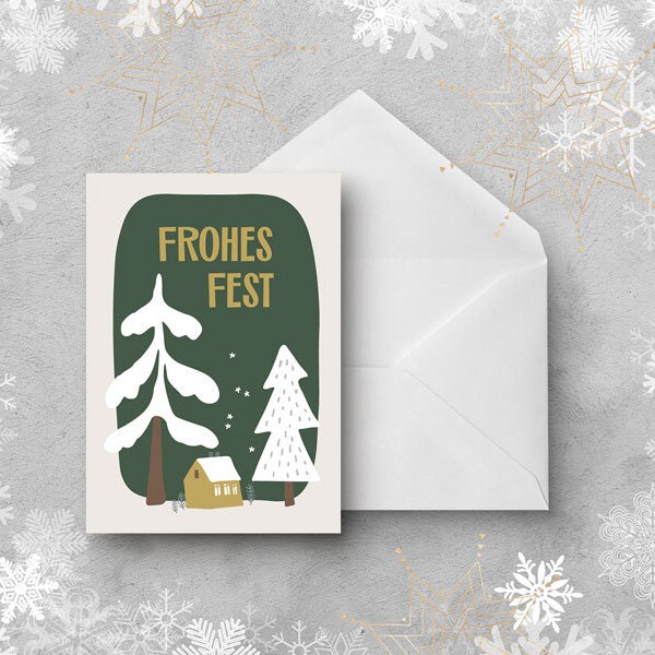 Weihnachtskarte FROHES FEST // mit Umschlag // Klappkarte // A6