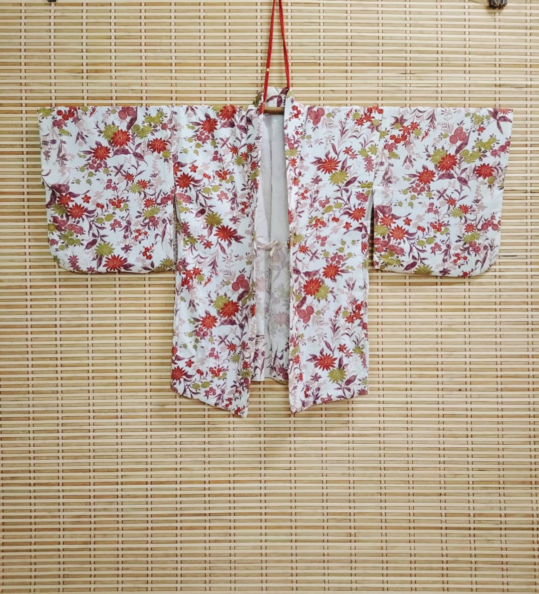 Vintage Japanese Haori Kimono Jacket Full Flowers on White - Etsy