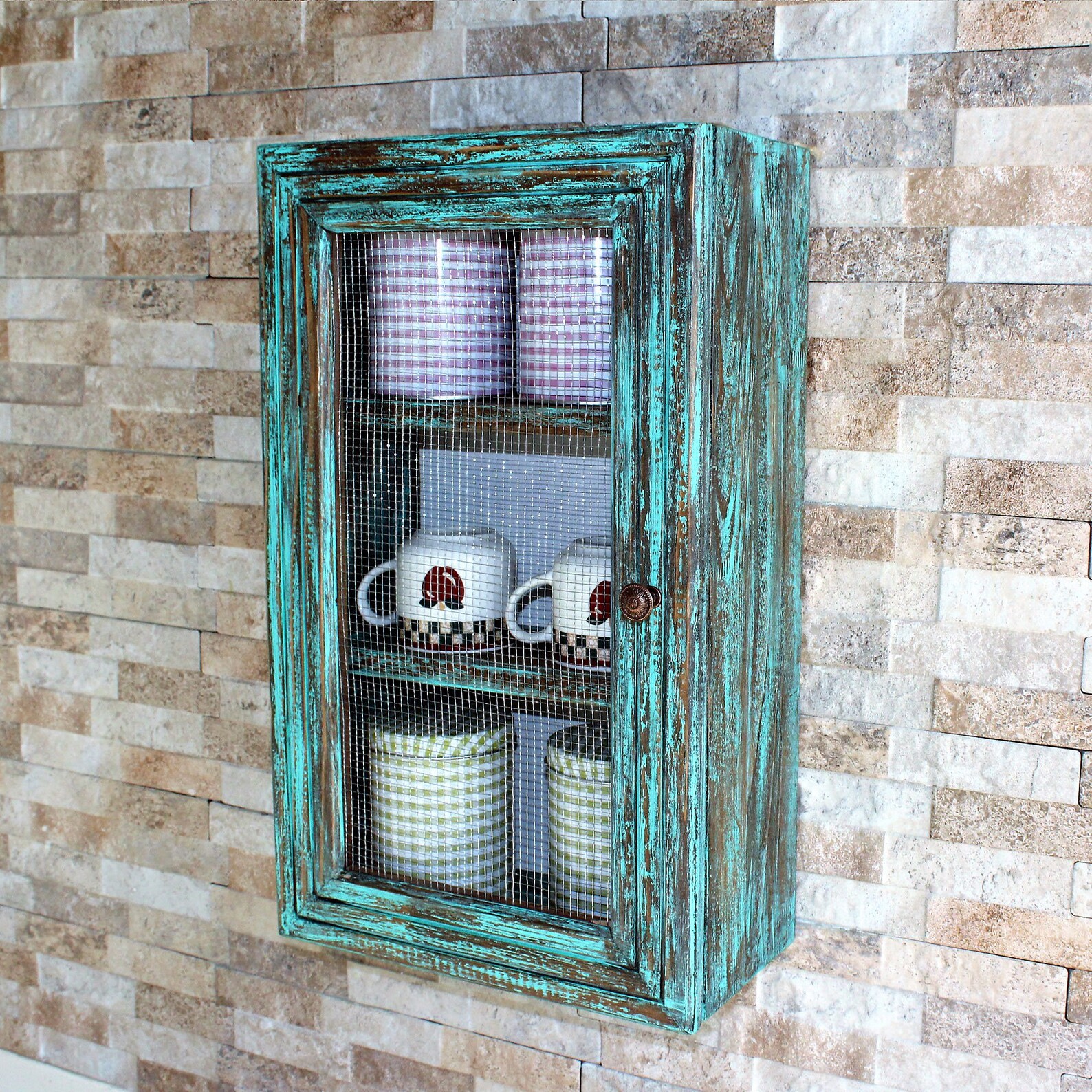 Rústico gabinete de alambre de pared de la granja estantes de | Etsy