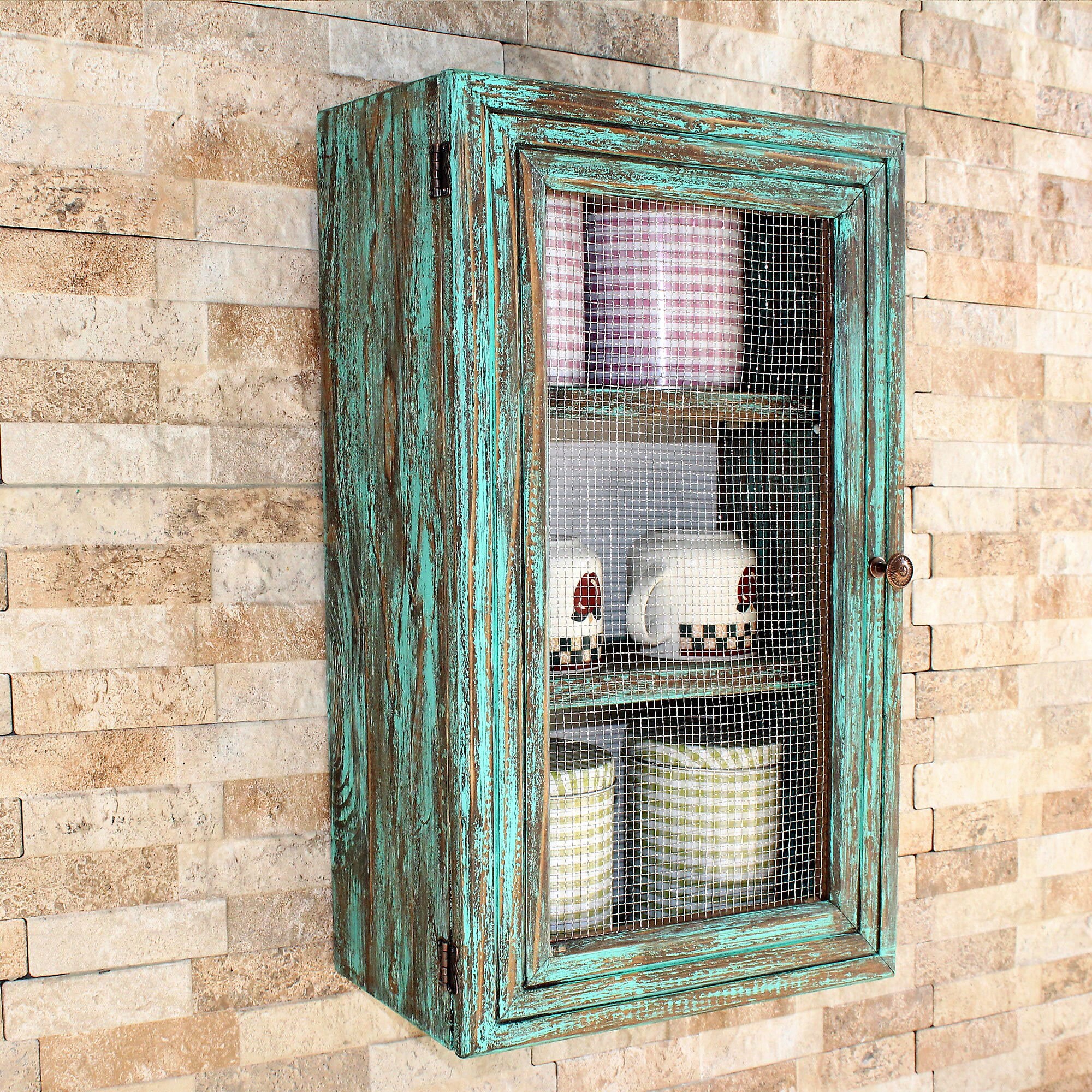 Rústico gabinete de alambre de pared de la granja estantes de | Etsy