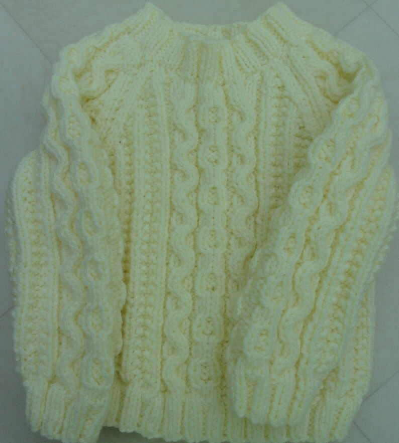 Hand Knitted ARAN Jumper 6-9 mths
