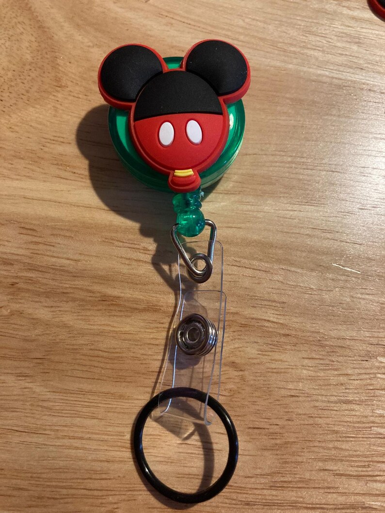 Various Mickey Mouse Disney Inspired Character Retractable ID badge reel clip with rubber O ring