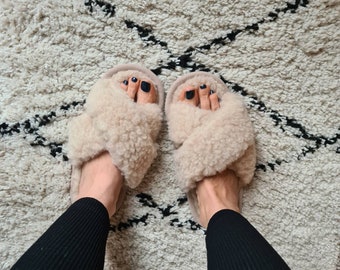 Pure Wool Crossover Pastel Slippers Mules