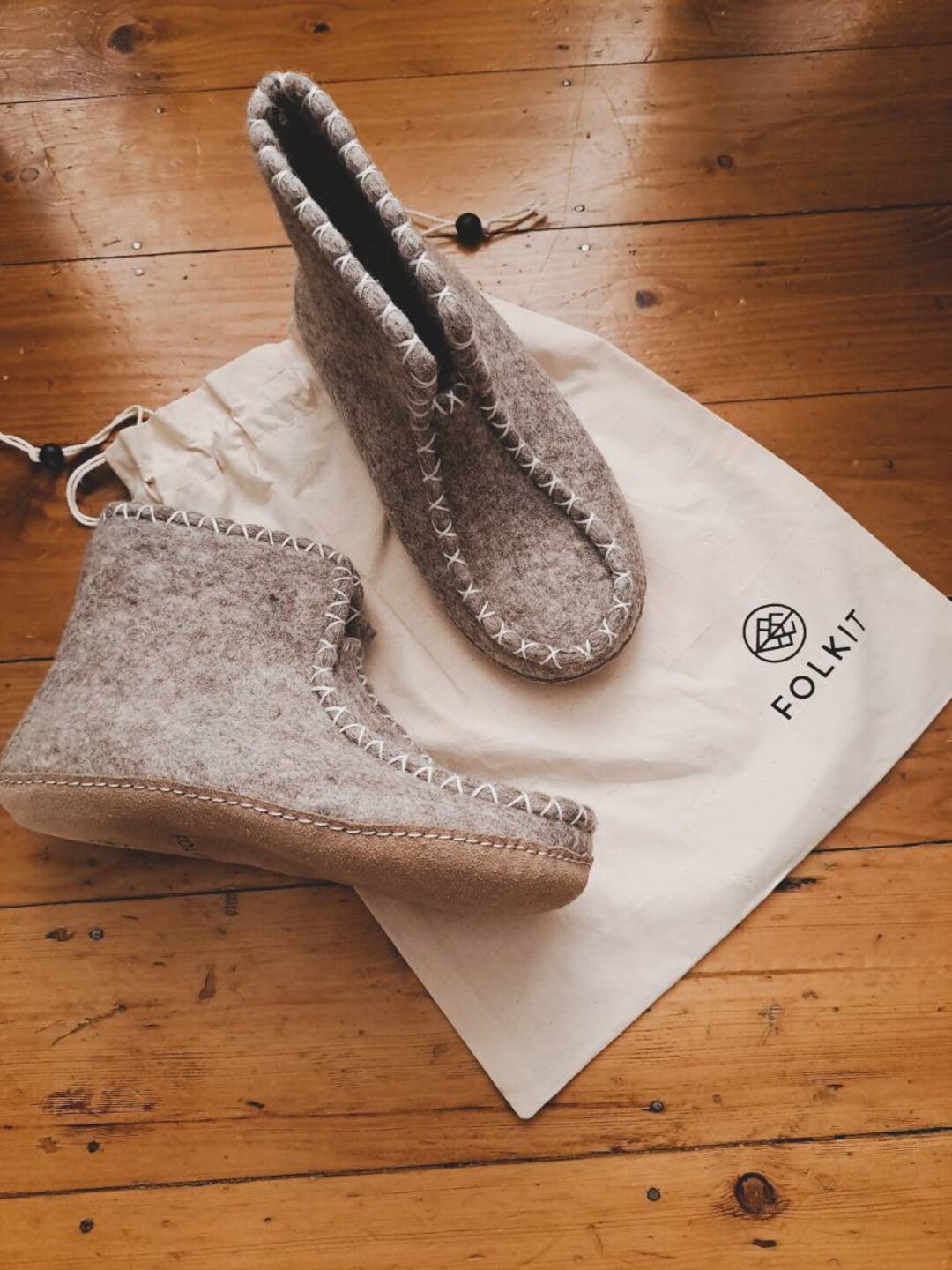 fatface grey fifi felted house shoes