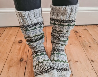 Fairisle Sofa Socks - Hand-knitted