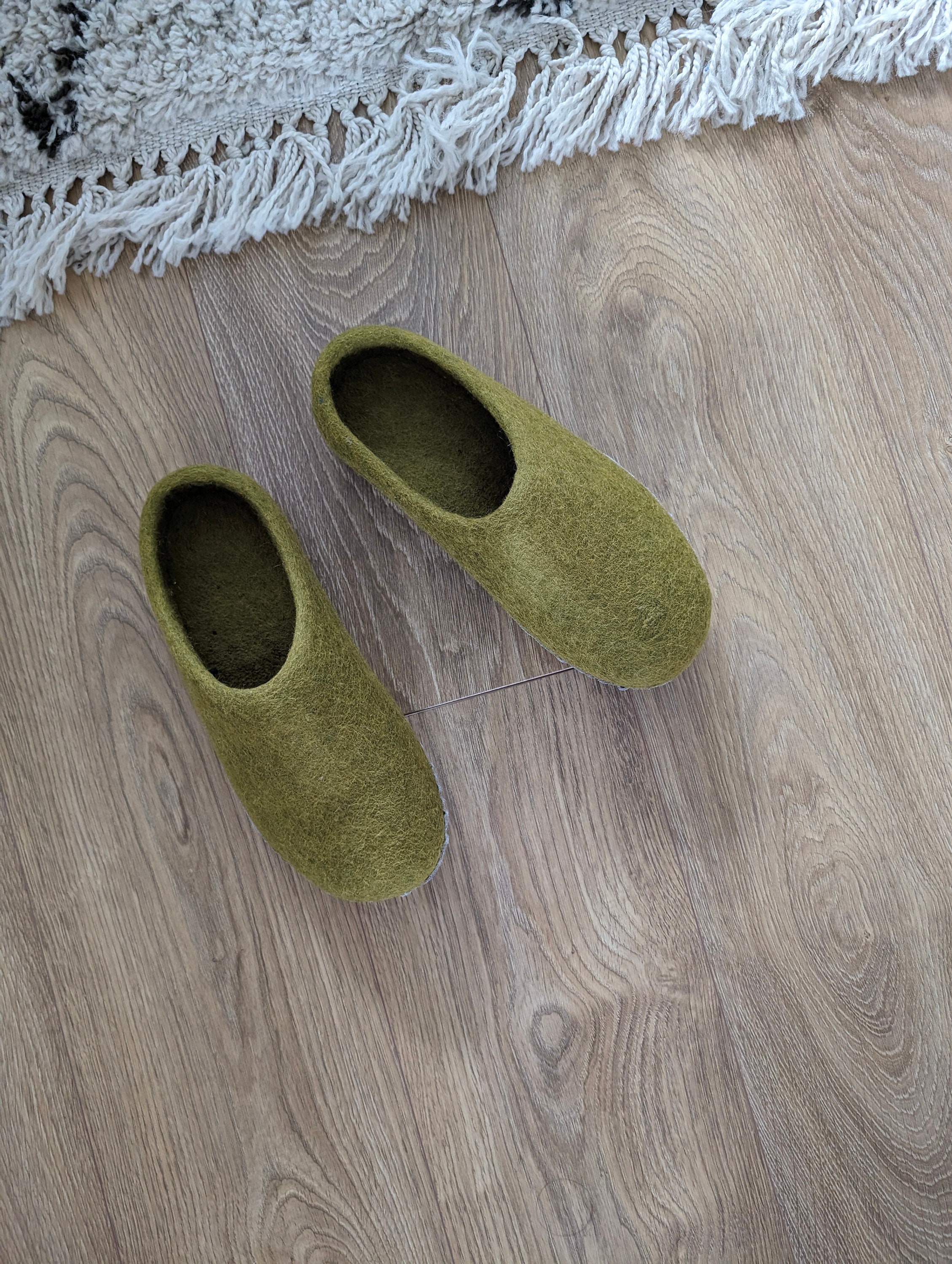 Fairtrade Felted Wool Slippers Limited Edition - Moss - Etsy