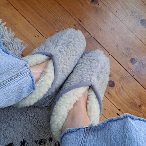 Pure Merino Wool 'Roll down' Slipper Booties - Light Grey