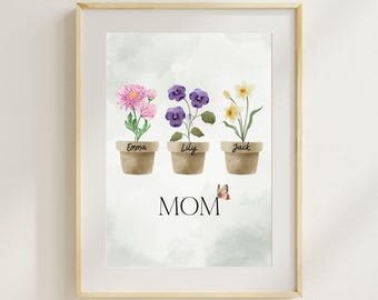 Personalisiertes Muttertagsgeschenk | Benutzerdefinierte Mutter Geschenk | Geburtsblumendruck | Digitaler Download