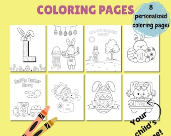 Personalisierte Ostern Malvorlagen | Benutzerdefinierte Name Osteraktivität für Kinder | Benutzerdefinierte Färbung Printable | Oster Geschenk