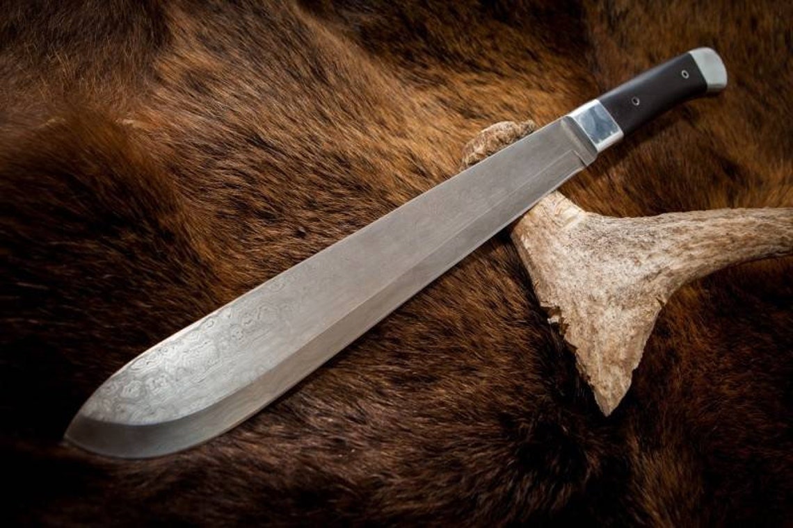 Machete Russian Damascus steel knife Taiga Etsy