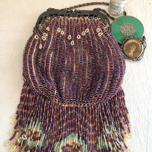 Flapper Purse, Needs Repair, 1920s Micro Beaded, Preloved Survivor!