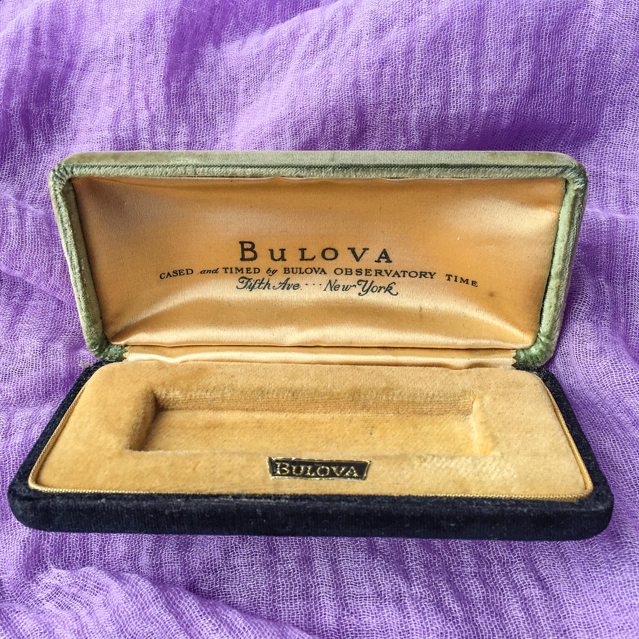 Vintage Bulova Fifth Avenue Original Plastic Watch Display Storage Box Case Beautiful Vintage Original 1940s Velvet Bulova Watch Box in  main image 3