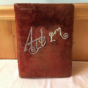 Antique Victorian Velvet Photo Album: Maine Provenance, Cabinet Card Photos