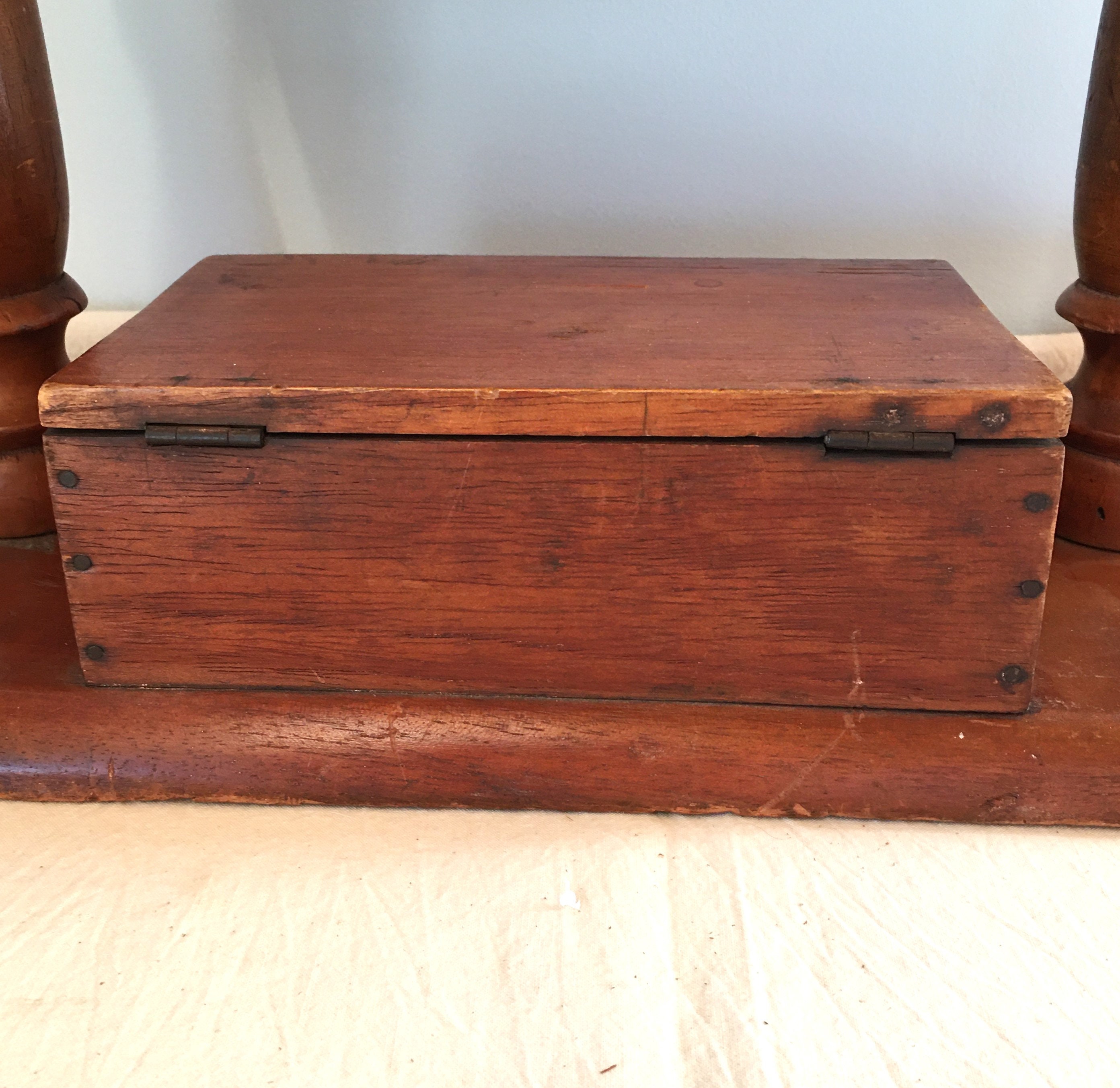 1800's Bobbin Lace Roller Pillow Stand With Attached Storage Box, Lace