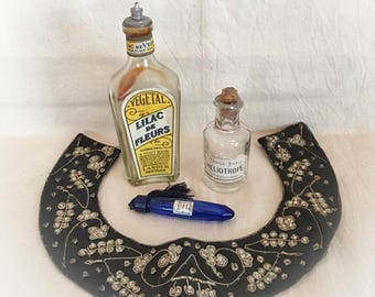 Antique Perfume Bottle Collection & Embroidered Beaded Collar