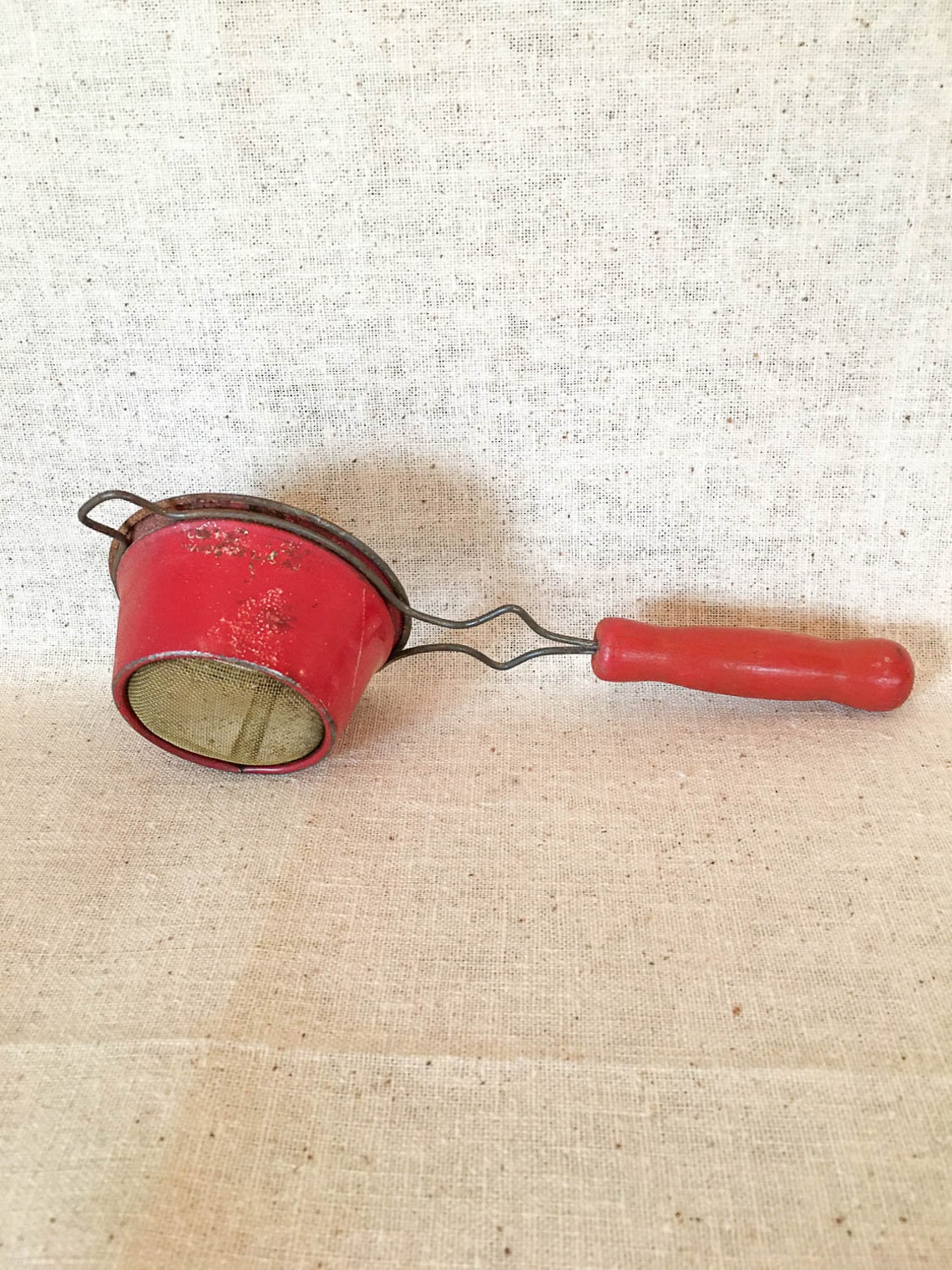 Vintage Tea Strainer Red Metal Etsy