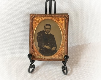 Victorian Era Ambrotype Photograph of Boy, Hand Tinted