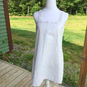 Antique White Linen Edwardian Chemise with Lace Trim & Embroidered Initials