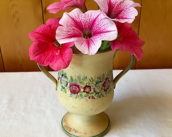 Vintage Floral Creamware Vase