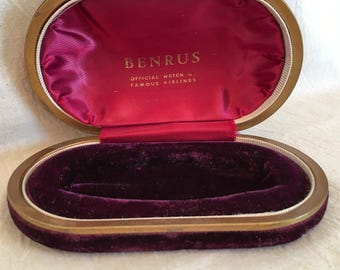 Mid-Century Benrus Airline Watch Box, Presentation Box, Velvet & Satin