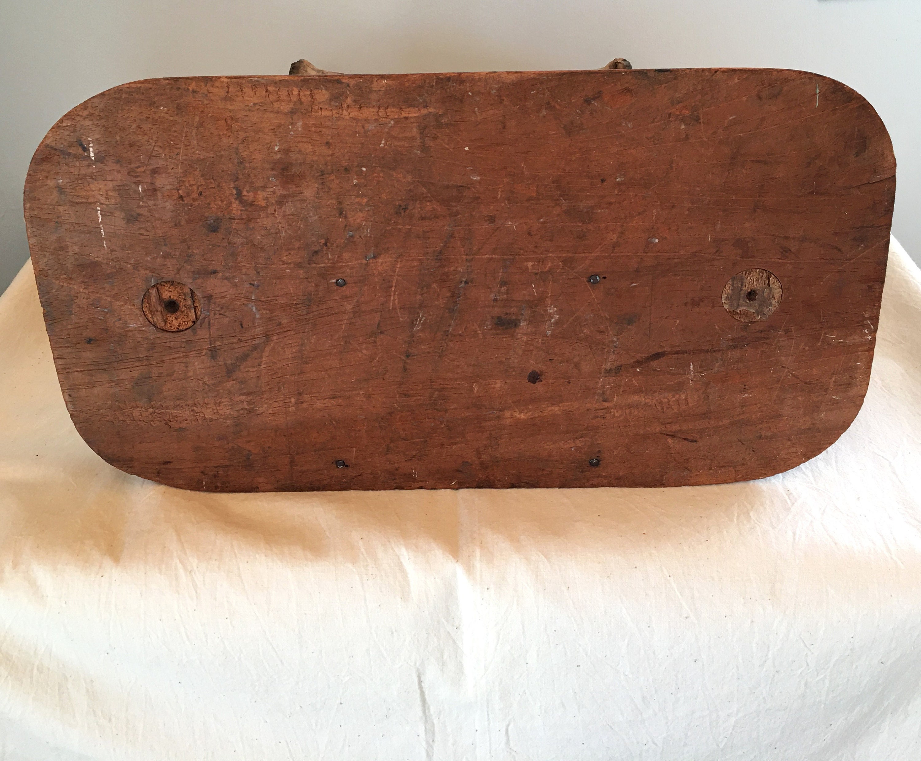 1800's Bobbin Lace Roller Pillow Stand With Attached Storage Box, Lace