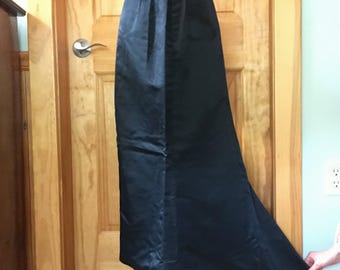 Vintage 1950's Black Satin Maxi Skirt, XS
