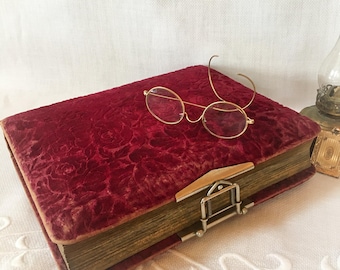 Victorian Velvet Photo Album Rose Design with Metal Clasp