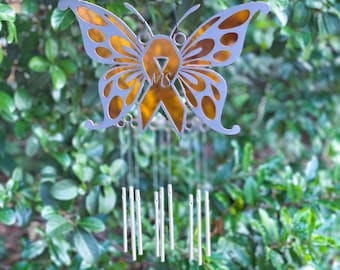 Laser Cut File - MS Awareness Ribbon Butterfly Windchime