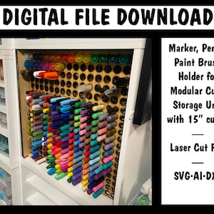 Laser Cut File: 15 Inch - Pen/Pencil/Marker/Paint Brush Holder Insert for Cube Modular Storage