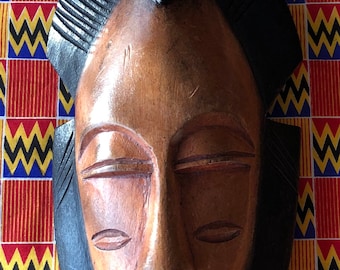 African wooden mask for wall Ethnic wall mask Wooden mask Ghana Wooden African mask Home decoration wall hanging carved mask African art