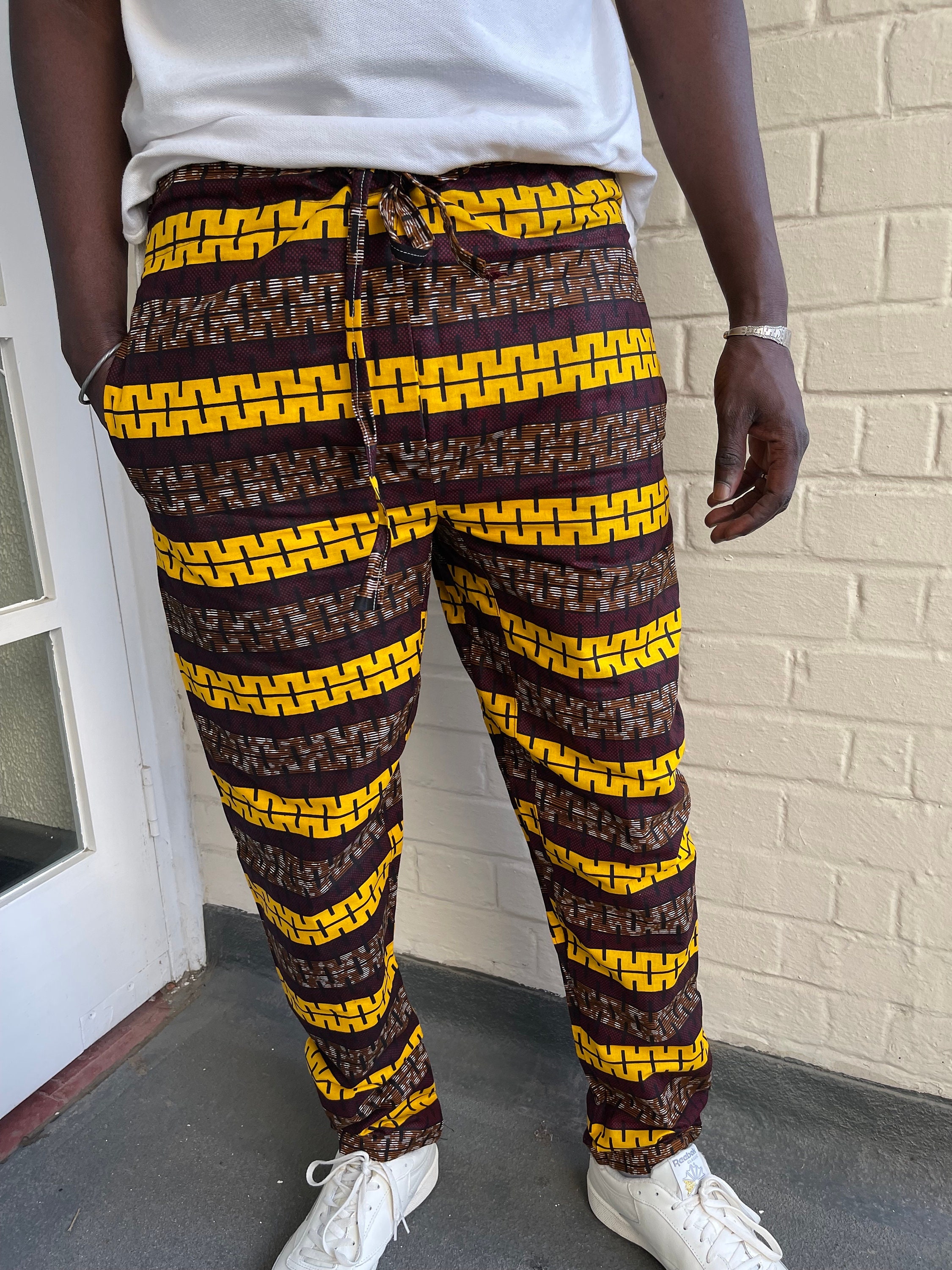 African Print Pants for Women Casual Side Split Wide Leg at