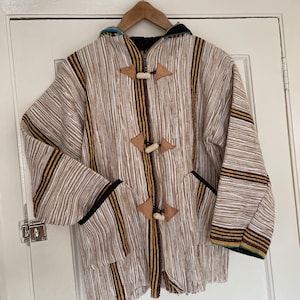 Moroccan hippy jacket Moroccan hoodie wool  sweater Berber wool & cotton warm festival jacket beige white yellow burgundy Blue Green size S