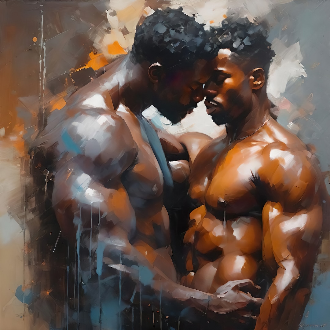 Male Gay Couple Digital Art AI Generated Realistic Art Oil - Etsy