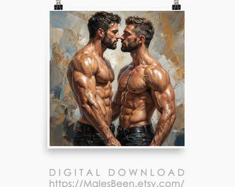 Schwules Paar Kunstdruck, männlich, romantisch, männlich, Druck, digitaler Download