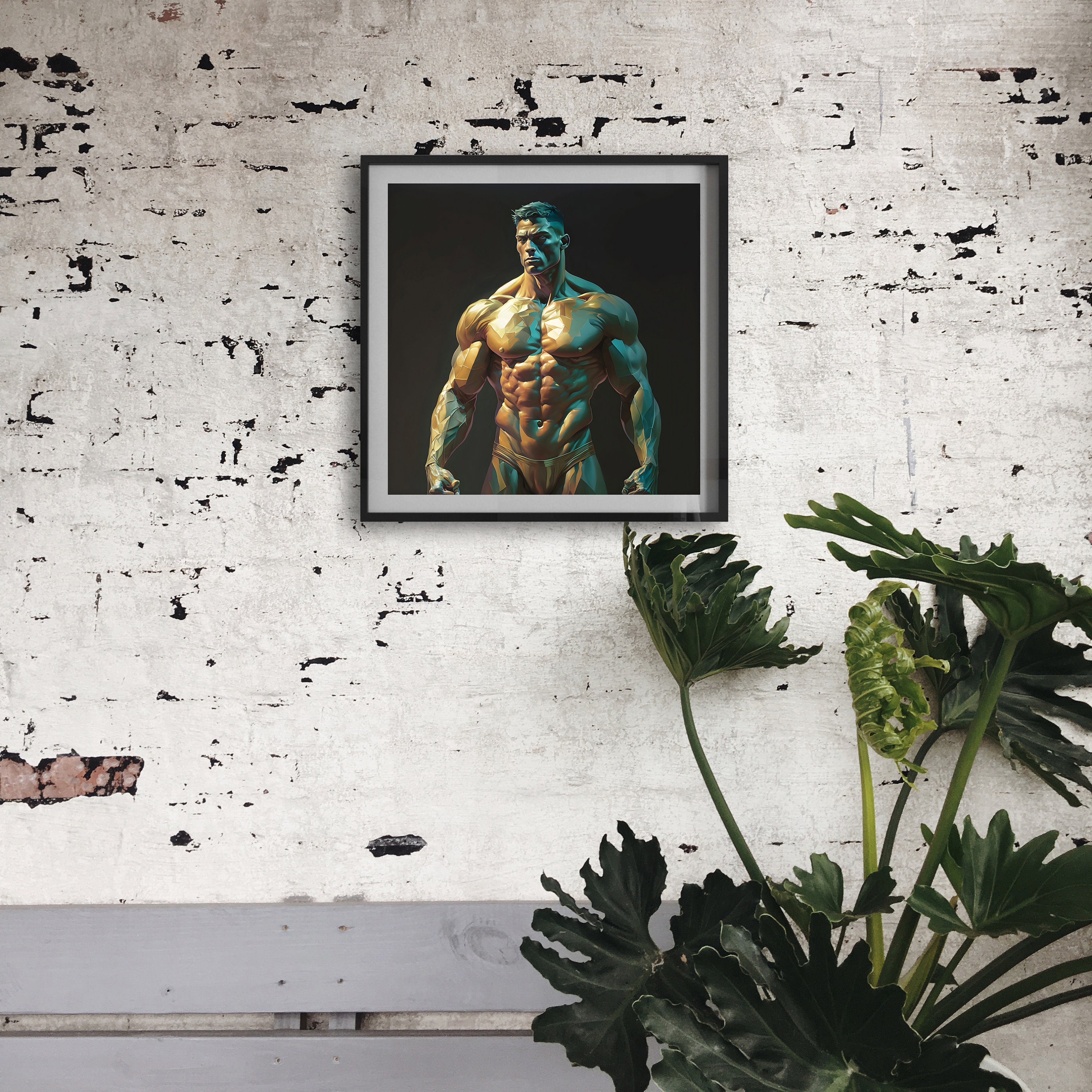Nude Male Muscle Torso Digital Gay Art AI Generated Male Erotic 