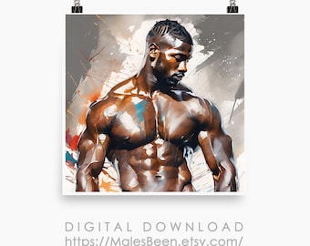 Black Man Torso Portrait: Expressionistisches Ölgemälde (Digitaler Download)