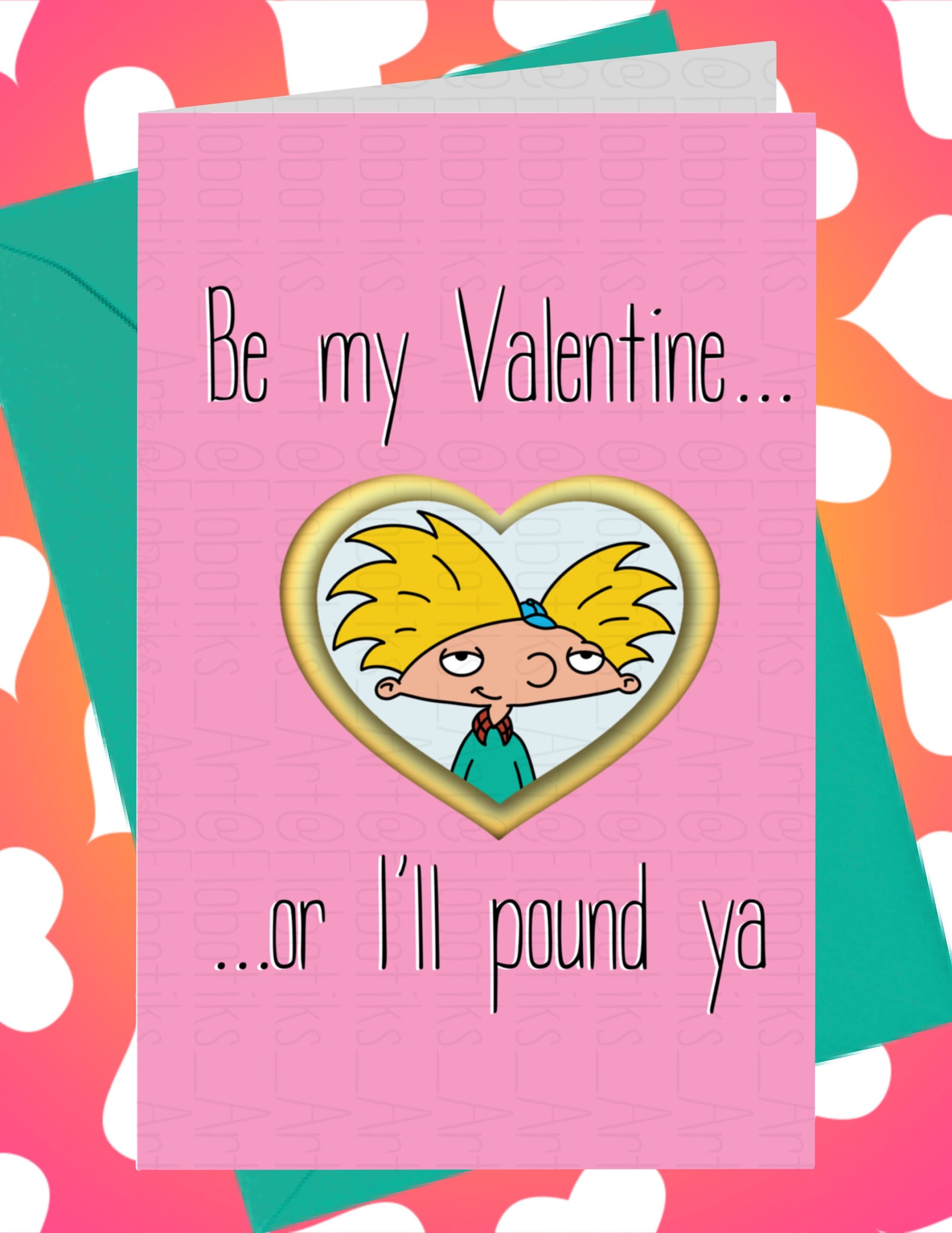 Hey Arnold printable Valentine's Day card | Etsy