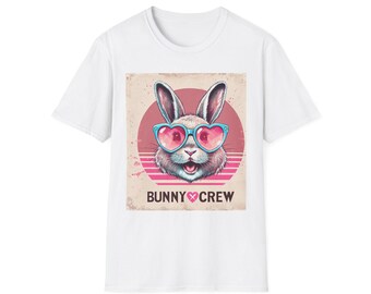 Bunny Crew T-Shirt, Cute Rabbit Shirt for Animal Lovers, Spring Fashion, Easter Gift, Unisex Graphic Tee