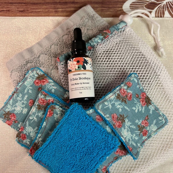 Natural Make Up Remover with Reusable Pads | Gentle Make Up Remover | Skin Care | Washable Make up Pads | All natural make up remover