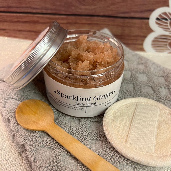 Sparkling Ginger Salt Scrub| Exfoliating All Natural Body Scrub| Essential Oil Scented| Self Care| Gifts for Him/ Her