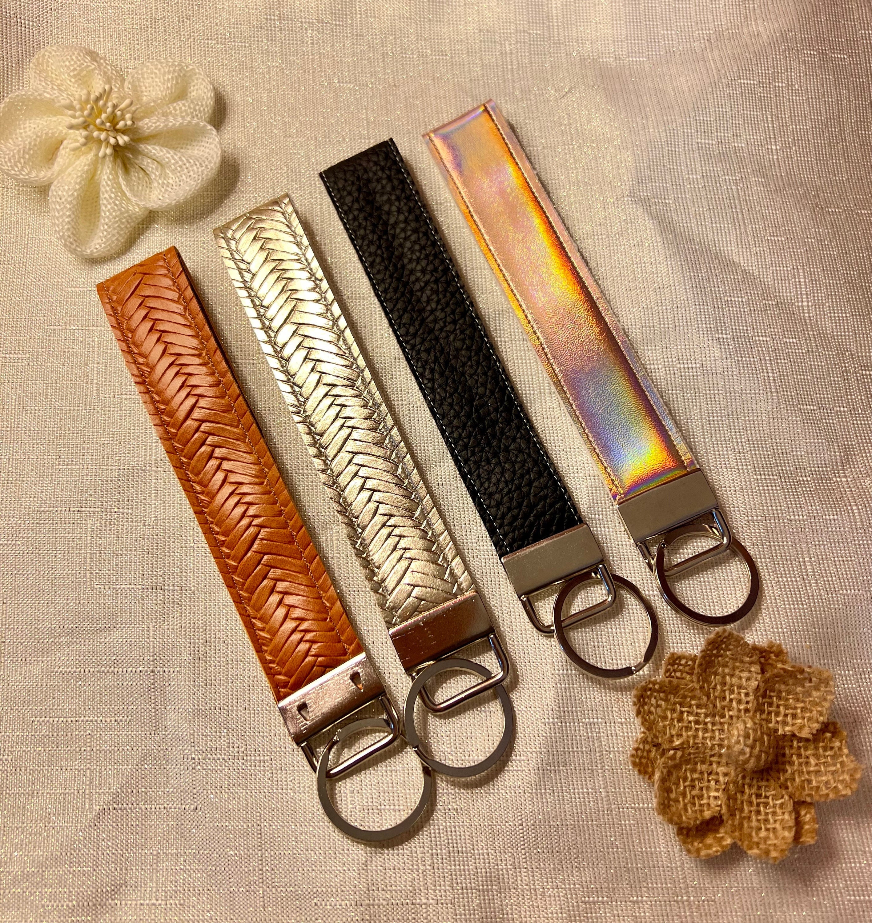 Faux Leather Key Fob Keyring Faux Leather Wristlet, Key Fob, Faux