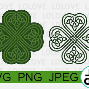 Trébol celta para el Día de San Patricio SVG, archivos de corte de Cricut, archivos de corte de Silhouette, archivo SVG de trébol de cuatro hojas