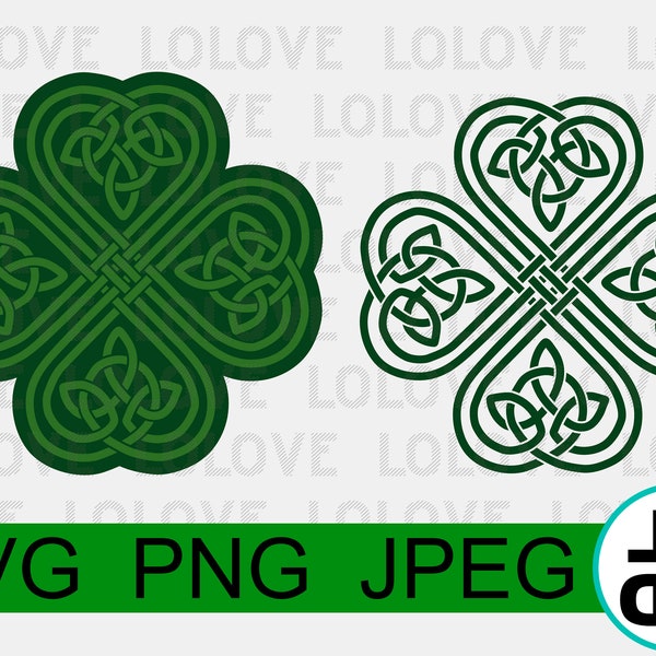 Celtic shamrock St Patricks Day SVG, Cricut cut files, Silhouette Cut Files, four leaf clover SVG file