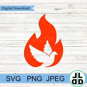 Holy Spirit Dove with Pentecost Flame – SVG | PNG | JPEG – Christian Digital Download